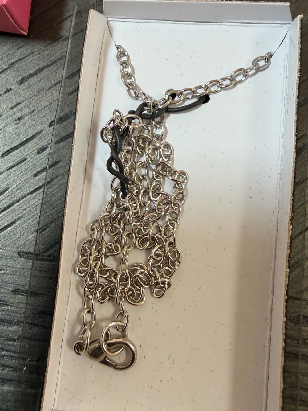 Kids Silver Angel Necklace with Pink Crystal Accent - Picture 3 of 4